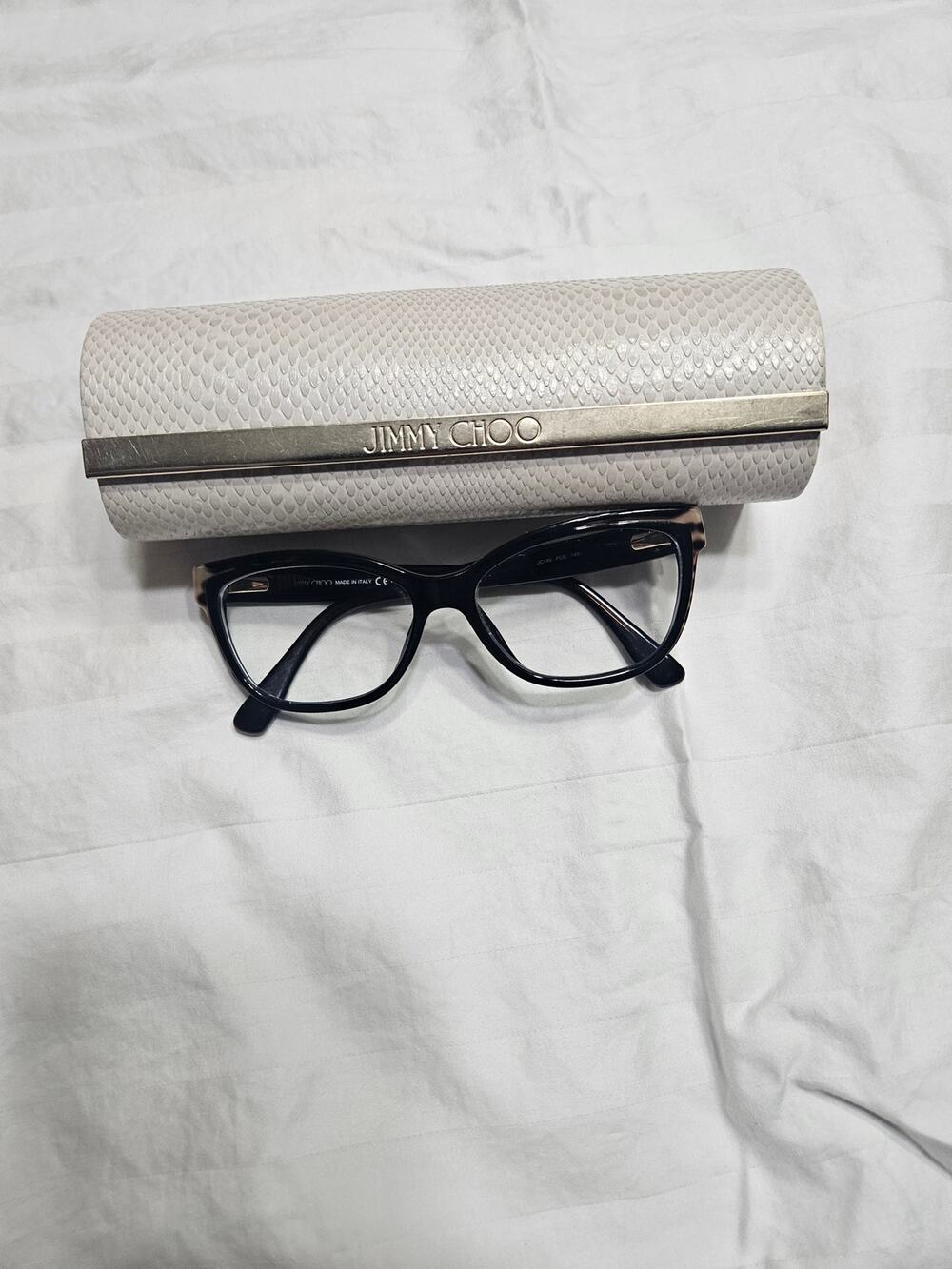 Jimmy Choo JC146 PUE 53-15-140 Eyeglasses Black Leopard Full Rim Italy w/ Case